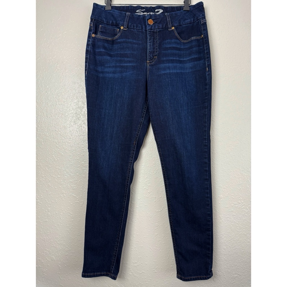 Seven7 dark wash stretch high rise skinny jeans 16